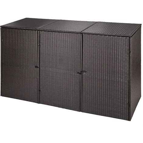 Mülltonnenabdeckung 3er braun 227x77x112cm Stahl/Kunststoff