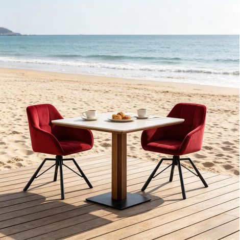 Sedia da pranzo girevole, set da 2, in velluto bordeaux con braccioli, 150 kg HAVRYA (1/5)