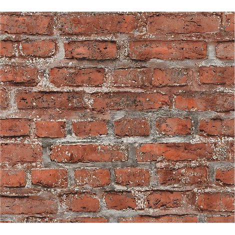 Stone tile wallpaper wall Profhome 361392 non-woven wallpaper smooth with nature-inspired pattern matt red grey 5.33 m2 (57 ft2) (1/5)