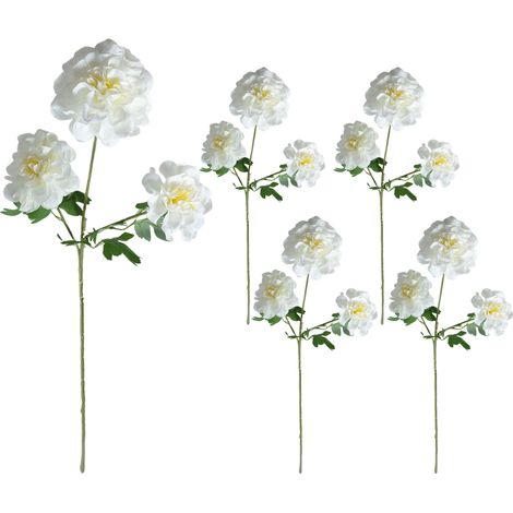 Zusammengeklappt nur 40 cm lang. 【Weiß】Set mit 5 künstlichen Geranien (3 Köpfe) zur Dekoration des Wohnzimmertisches. (1/2)