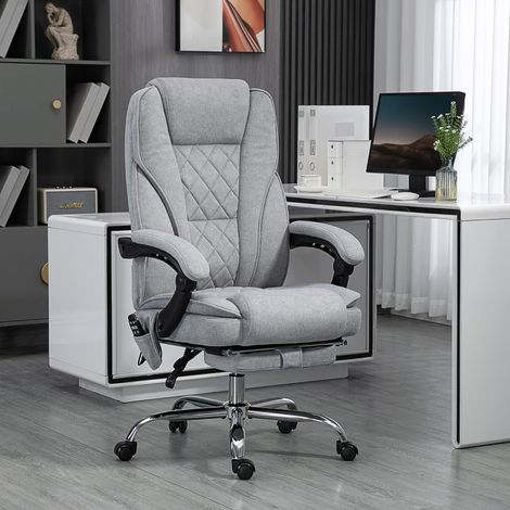 Chaise de bureau ergonomique chauffante et massante, hauteur et dossier réglables, avec repose-pieds, gris (1/5)
