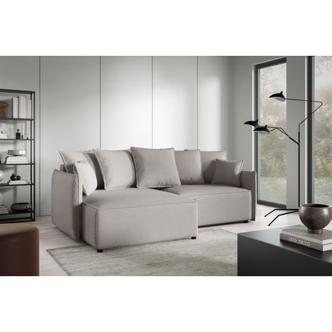 Ecksofa Schlafsofa Sofa MINEA in Stoff Abriamo Beige Ottomane Links (1/4)