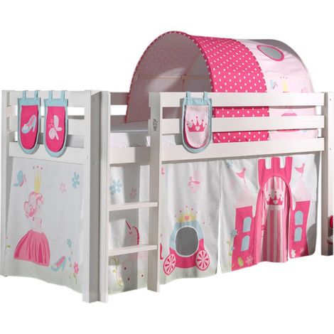 Pack - Lit Enfant, Tente, 3 Pochettes & Tunnel "Pino Princesse" Blanc (1/5)