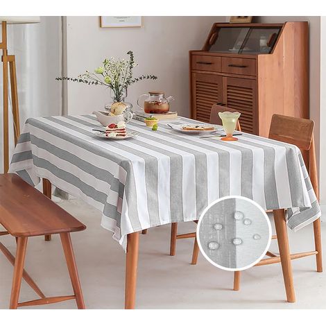 Tovaglia Antimacchia Idrorepellente Fantasia Rigata Tinta Unita In Tutte Le Misure Antiscivolo Proteggi Tavolo Copritavolo A Righe Quadrata Rettangolare Cucina Salotto Interno Esterno Riviere Riga Gri