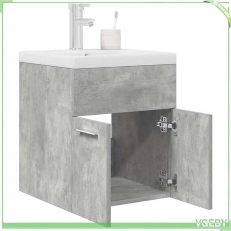 Armoire lavabo de salle de bain - 3324888 - Vasque intégrée - Gris béton - Bois d'ingénierie (1/5)