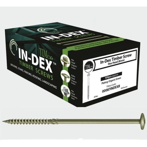 TIMco 6.7 x 95mm In-Dex Wafer Head Green Timber Framing Screws Qty 50