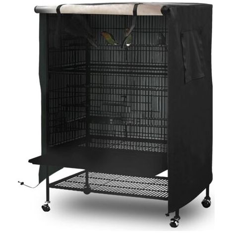 Große Schutzhülle für Vogelkäfige – Wetterfest (600D) – Sonnenschutz – Universell passend für Vogelkäfige – Schwarz – 130 x 96 x 59 cm