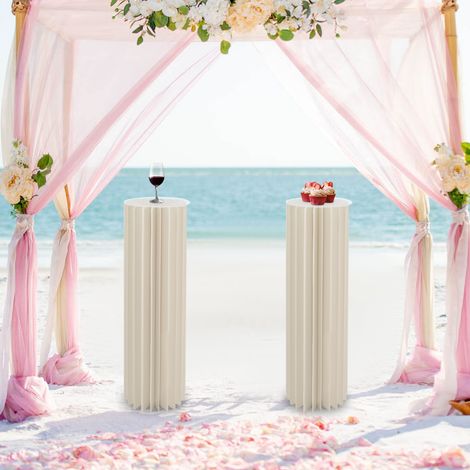 YISSALE – 2pcs support de fleurs en carton 100cm de haut pliable 20 fois 2pcs support de vase cylindrique géométrique pour mariage vase en carton (1/5)