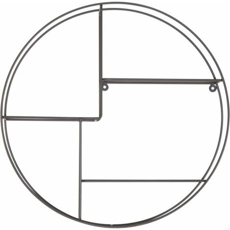 Étagère murale ronde avec 3 étagères grillagées en métal gris chic et pratique ETA05030