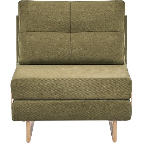 Sillón cama individual de tela sofá para 1 persona plegable verde Jerslev (1/5)