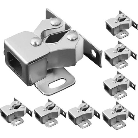 Set mit 8 robusten, per Druckmechanismus zu öffnenden Türriegeln mit Doppelfedermechanismus für Küchen- und Schranktüren (1/5)