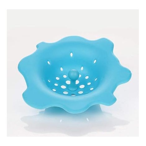 Siphon de sol en silicone pour douche, salle de bain, zone humide et sèche, filtre à cheveux, couvercle de siphon d'évier bleu (1/4)