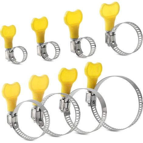 32 Pièces Collier de Serrage en Acier Inoxydable avec Poignée, Plage de Réglage 8-44mm, 8 Tailles Colliers de Serrage Réglables, pour Tuyau de Piscine, Tuyau de Gaz, Conduites d'Eau (1/5)