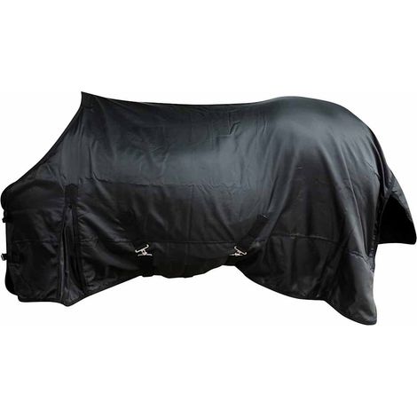 vidaXL Manta de Lana Doble Capa con Cinchas 125 cm (Negra) (1/3)