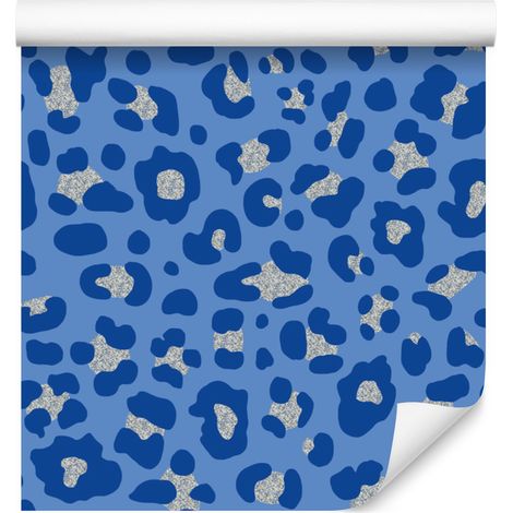 Tapete mit blauem Tierfellmuster, blauer Hintergrund, 50 x 1000 cm (1/5)