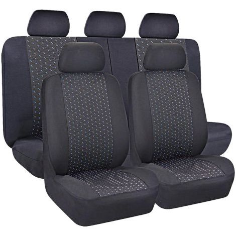COPRISEDILE 'GOLDEN BLU' set da 9 pezzi - 4 sedili + 5 poggitesta