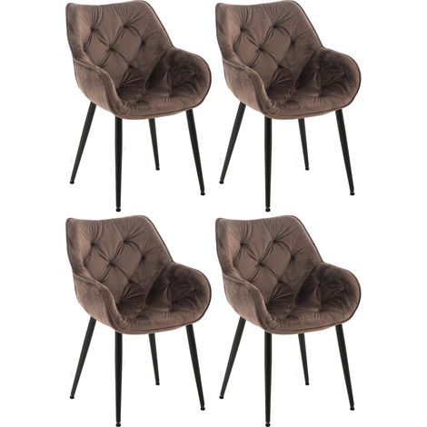 Set di 4 poltroncine Tanna in velluto marrone