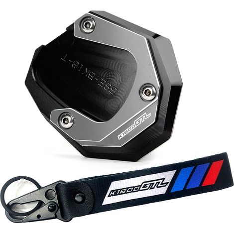 (1 jeu gris - K1600GTL) Compatible avec BMW K1600B, K1600GT et K1600GTL (2017-2023) (non compatible avec les modèles 2011-2016) Béquille latérale de moto CNC avec extension et porte-clés maxpower (1/4)