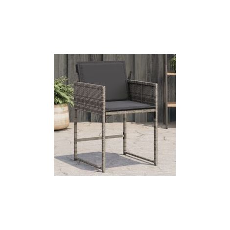 Chaises de jardin avec coussins lot de 4 gris résine tressée (1/5)