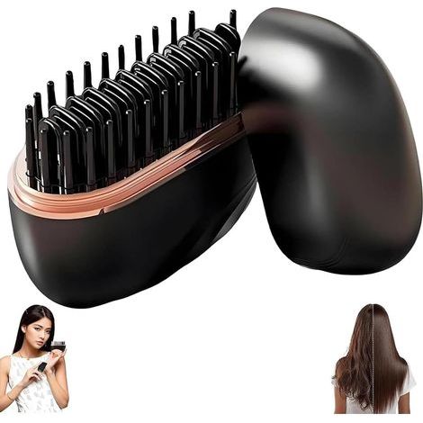 Brosse soufflante sans fil 2 en 1 – Mini rechargeable USB – 3 températures (160-200°C) – Anti-brûlure – Pour cheveux lisses et bouclés (1/5)