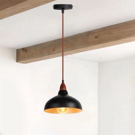Lampe Suspension Vintage avec Bois de noyer Lustre Industrielle Reto Style Chinois pour Salon Chambre (1/4)