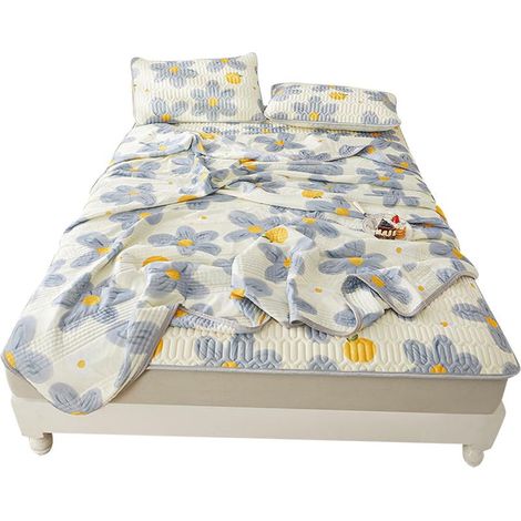Tapis de couchage en latex doux, respirant et agréable au toucher, surmatelas rafraîchissant avec 2 taies d'oreiller pour l'été, type 1, 180 x 200 cm / 70,9 x 78,7 pouces (1/5)