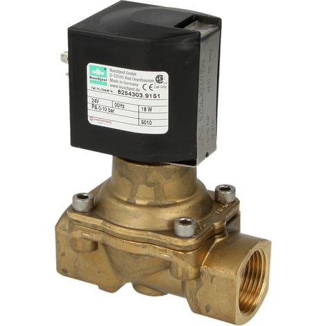 Electrovanne Buschjost G3/4,5,8m³/h,0-10bar +110°C,FPM, 24VDC