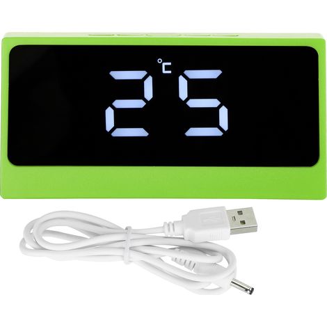 LED Digital Alarm Clock Silent Smart Temperature Date Luminous LargeScreen Desktop Makeup Mirror(Green ) (1/5)