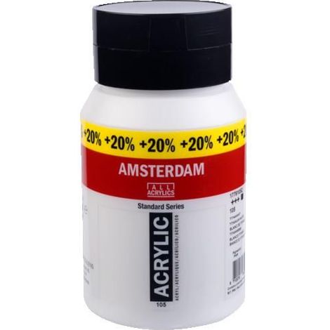 Peinture Acrylique - Blanc de titane - 105 - Amsterdam - Pot de 500ml + 100ml offert (1/2)