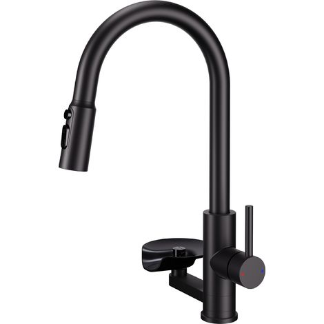 Robinet Cuisine Acier Inoxydable 304 Extractible Mitigeur Évier Double Usage Eau Froide Chaude avec Rince-verre-Alovez-WCY