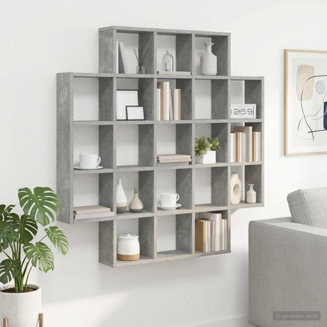 vidaXL Étagère Murale Gris béton 100 x 13 x 100 cm Bois d'ingénierie (1/5)