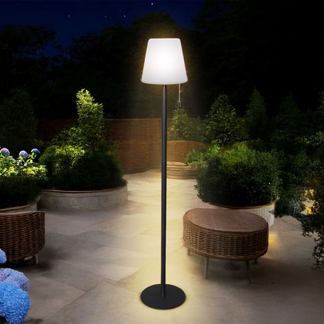 LED Akku Stehlampe warm weiß und mit Farbwechsel - 106 x 16 cm - Garten Standleuchte in schwarz mit 4 Leuchtmodi wieder aufladbar