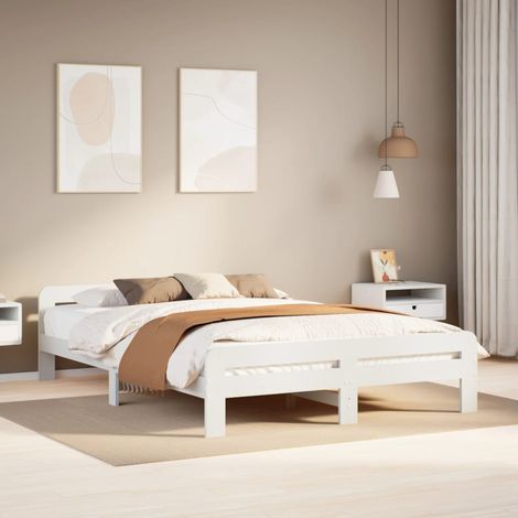Massivholzbett ohne Matratze Weiß 150x200 cm Kiefernholz vidaXL (1/5)