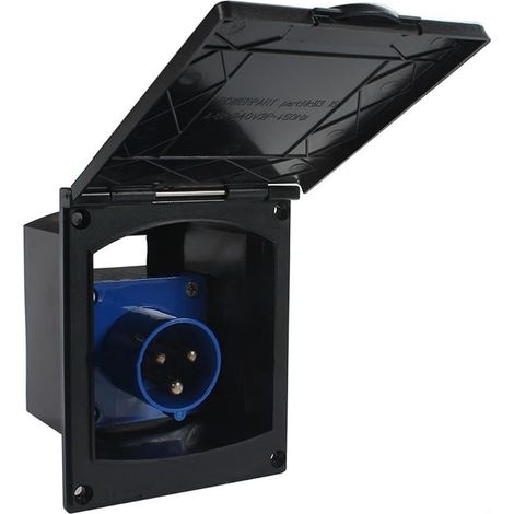 Enchufe exterior impermeable IP44 de 16 A para caravana (negro) (1/5)