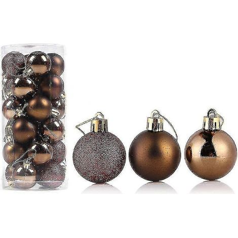 24er-Pack zarte, wiederverwendbare, hochglänzende Weihnachtskugeln als Christbaumschmuck oder Anhänger für Zuhause-4cm-Coffee (1/5)