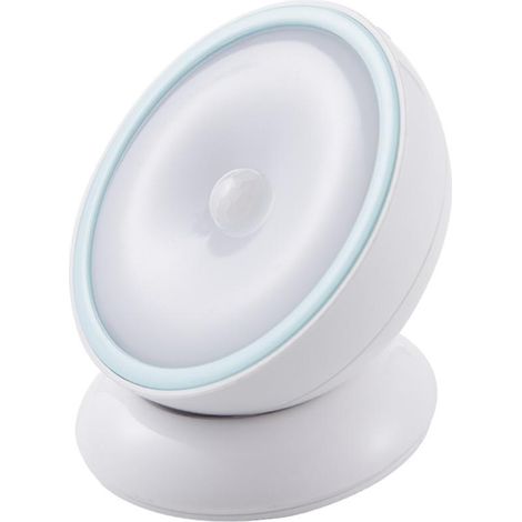 Veilleuse à détecteur de mouvement [fonctionnant sur piles] avec base rotative pour une utilisation intérieure dans la salle de bain, le couloir, (1/5)