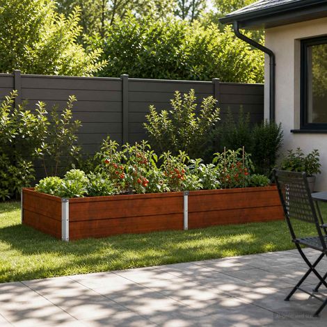 vidaXL Letto rialzato da giardino Ruggine 160 x 80 x 24 cm cartone