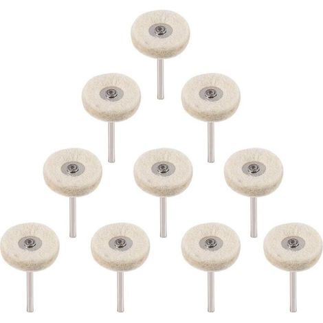 10pcs 25mm Wool Felt Polishing Wheels Grinder Wheels Brushes Rotary Tools with Handle (1/5)