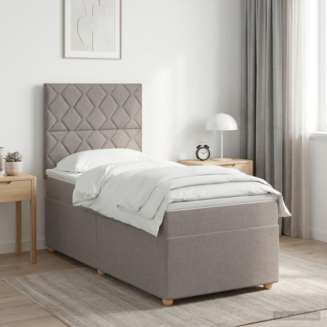 vidaXL Lit boxspring avec matelas Taupe 90 x 200 cm Tissu (1/5)