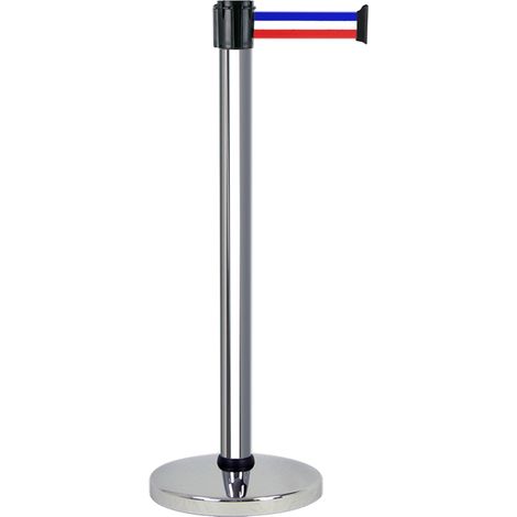 Poteau alu chromé à sangle Bleu/Blanc/Rouge 5m x 50mm - 2052573 (1/3)