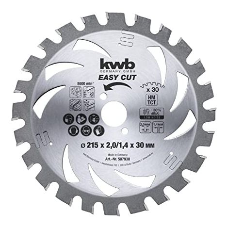 KWB Lama per sega circolare a taglio sottile EASY CUT, rivestita in metallo duro, ø 215 x 30 mm - 587938 (1/4)