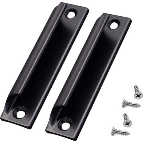 2-teiliger Türgriff aus Aluminiumlegierung, Schiebetürgriff, Balkontürgriff, Schrankschubladengriff, Fenstergriff, Möbelbeschlag mit Schrauben (Schwarz) - Crezuo