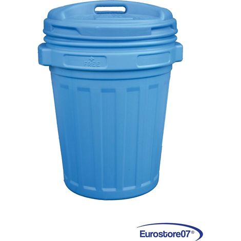 Bidone con coperchio a vite in plastica - lt.70 colore blu, cm.50x68h. (1/4)