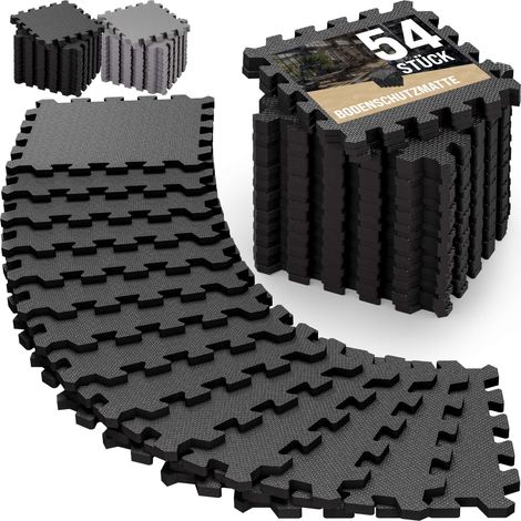 MONZANA® Bodenschutzmatten Fitness & Pool mit Randstücken 30 x 30 cm 1,5 & 3 & 4,6 qm Rutschfest EVA-Schaumstoff Puzzlematte Trainingsmatten Fitnessgeräte 54 Stück