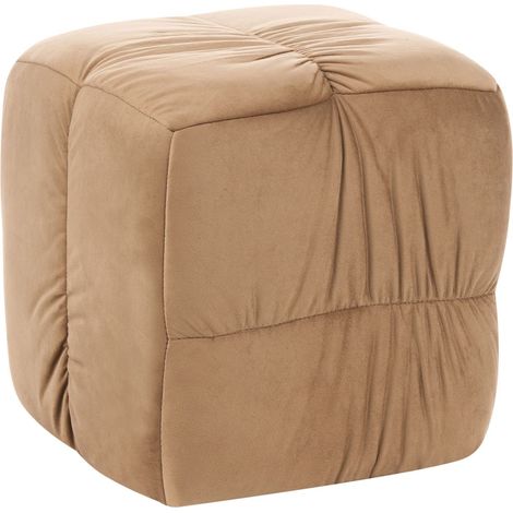 Pouf quadrato grande in tessuto di velluto tortora Turley (1/5)