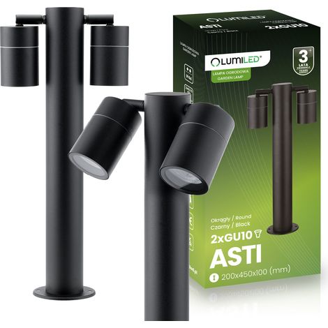Lámpara de jardín de pie, foco exterior, 45 cm, 2 bombillas GU10 ASTI LUMILED (1/5)