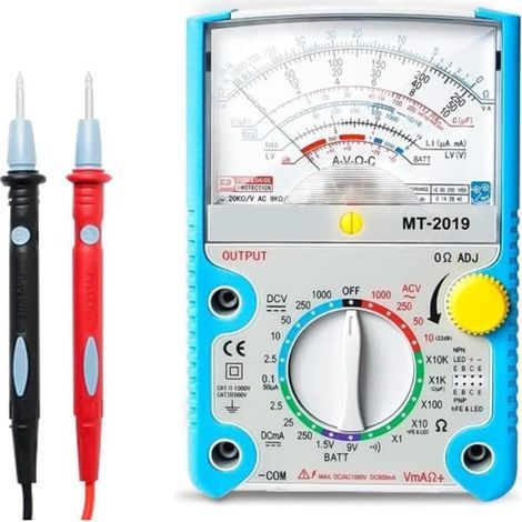 Multimètre analogique, voltmètre, ampèremètre, testeur de multimètre à pointeur, voltmètre analogique, testeur de tension, jauge de capacité pour courant continu/CA, tension CC, résistance d (1/5)