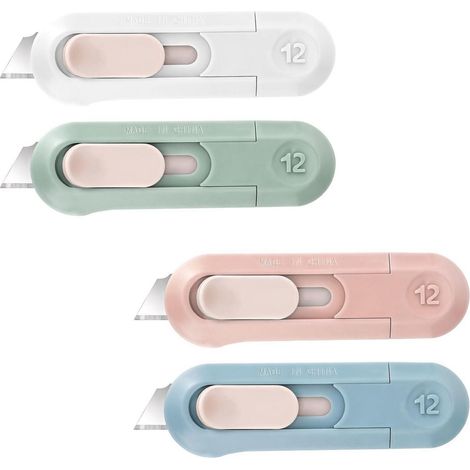 Mini cutter 4 pièces, rétractable, portable, pour colis, enveloppes, papier