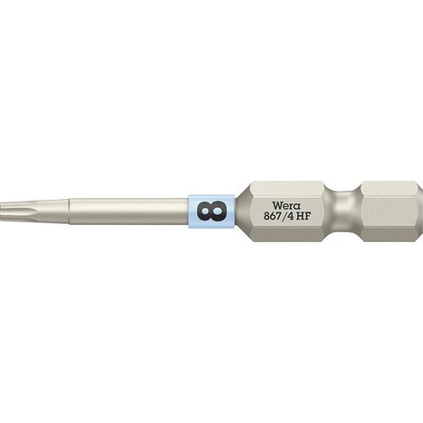 Punta Wera de 1/4" DIN 3126 E6.3 T8x50mm resistente con función de sujeción.