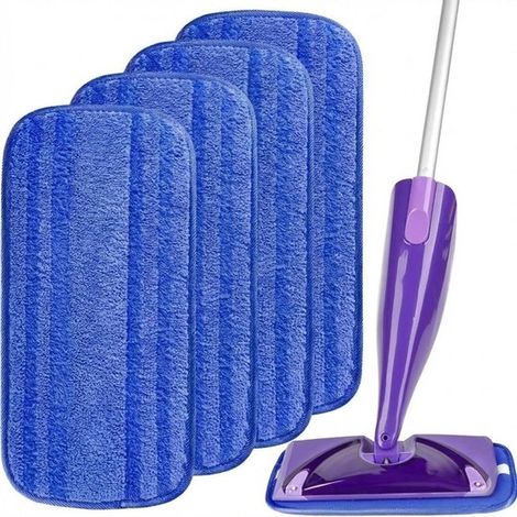 Lingettes réutilisables compatibles avec Swiffer WetJet (4 pièces), lingettes de nettoyage réutilisables, lingettes en microfibre pour le nettoyage et le lavage des sols secs ou humides, bois, carrela